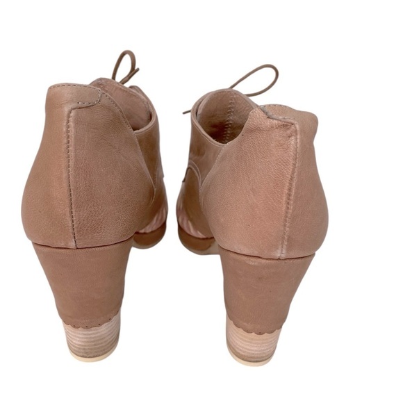 Gold Button Shoes Heels Mod Oxford Retro Taupe Brown Mauve Size 42 - Picture 4 of 10